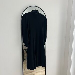 Black turtle neck midi dress